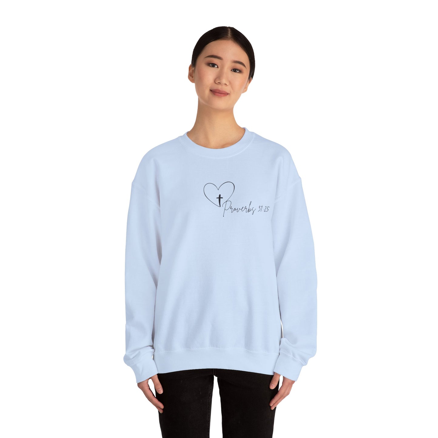 Faithful Strength Proverbs 31:25 Sweatshirt, Christian Scripture Jumper, Inspirational Religious Pullover, Bible Verse Crew Neck Top,