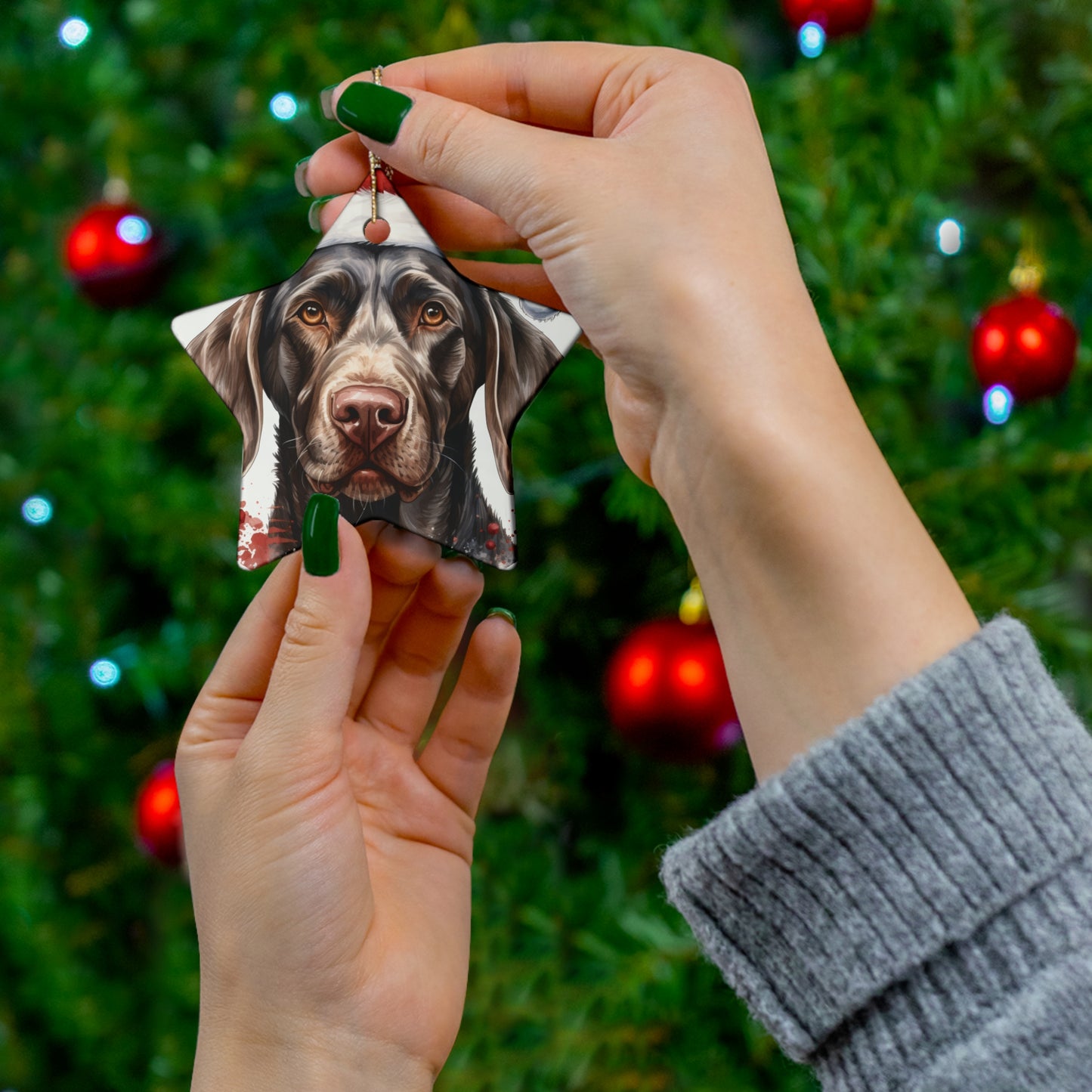 Chocolate Lab Christmas Ornament