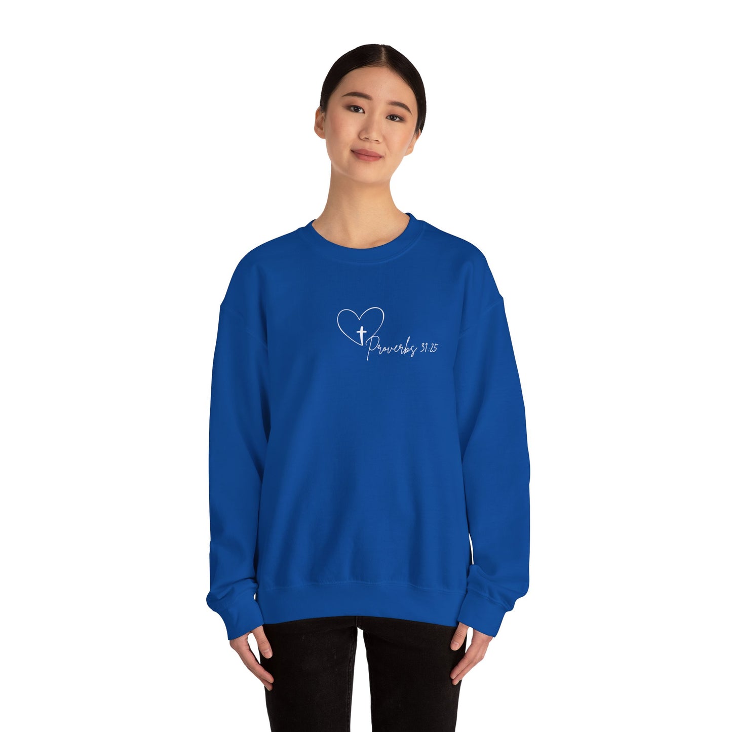 Faithful Strength Proverbs 31:25 Sweatshirt, Christian Scripture Jumper, Inspirational Religious Pullover, Bible Verse Crew Neck Top,