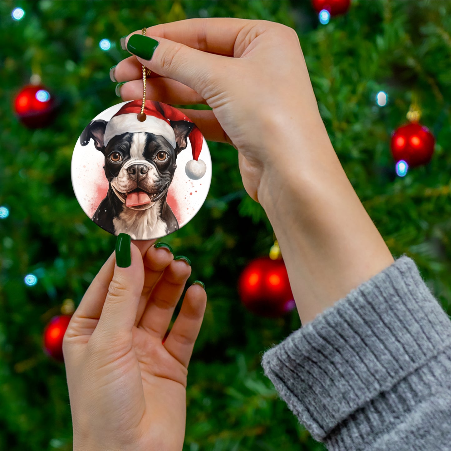 Boston Terrier Christmas Ornament