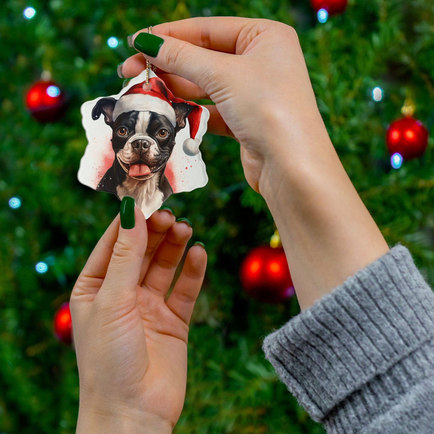 Boston Terrier Christmas Ornament