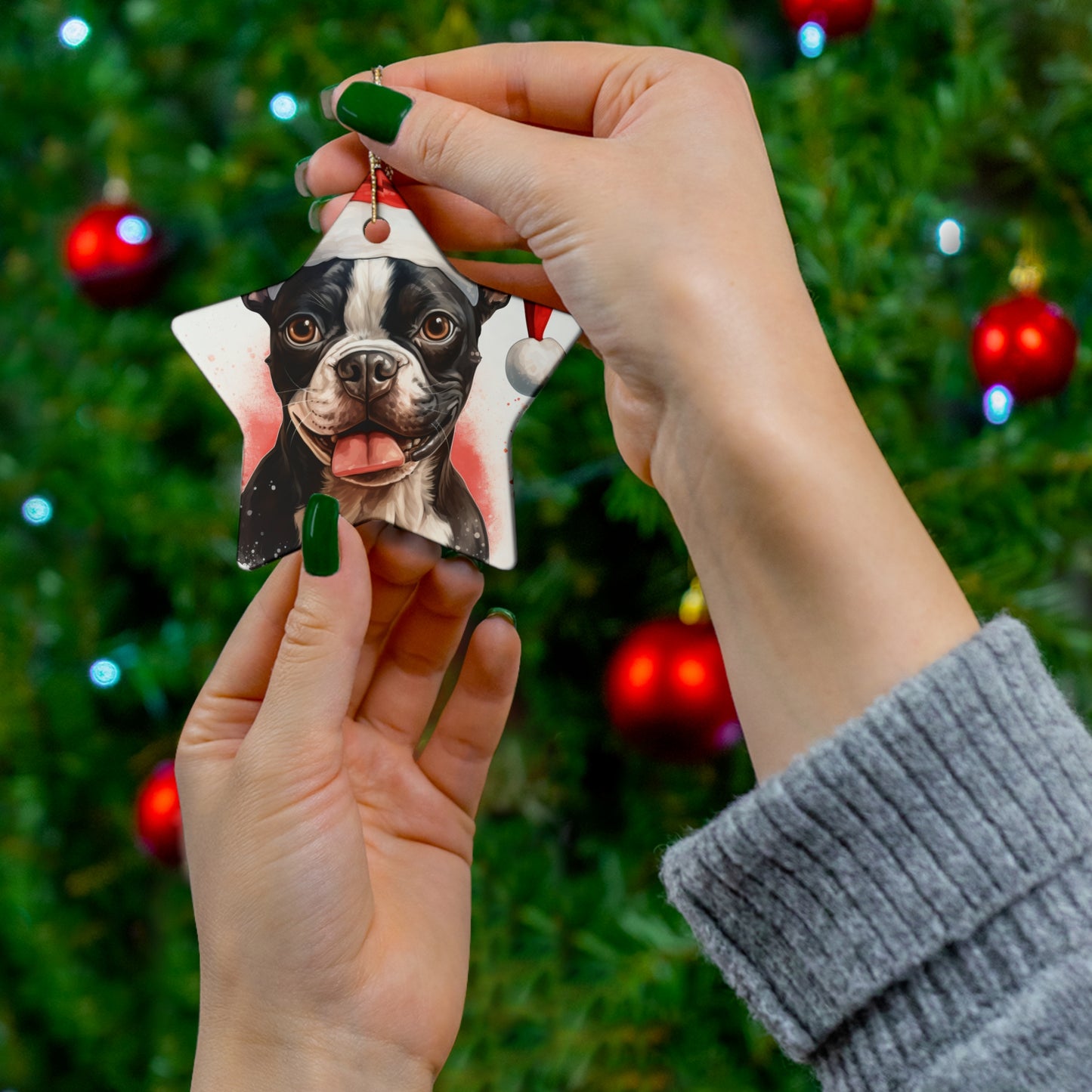 Boston Terrier Christmas Ornament