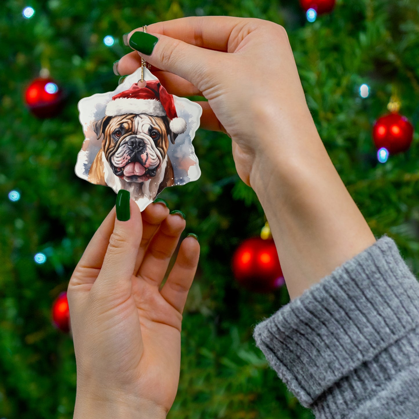 Bulldog Christmas Ornament