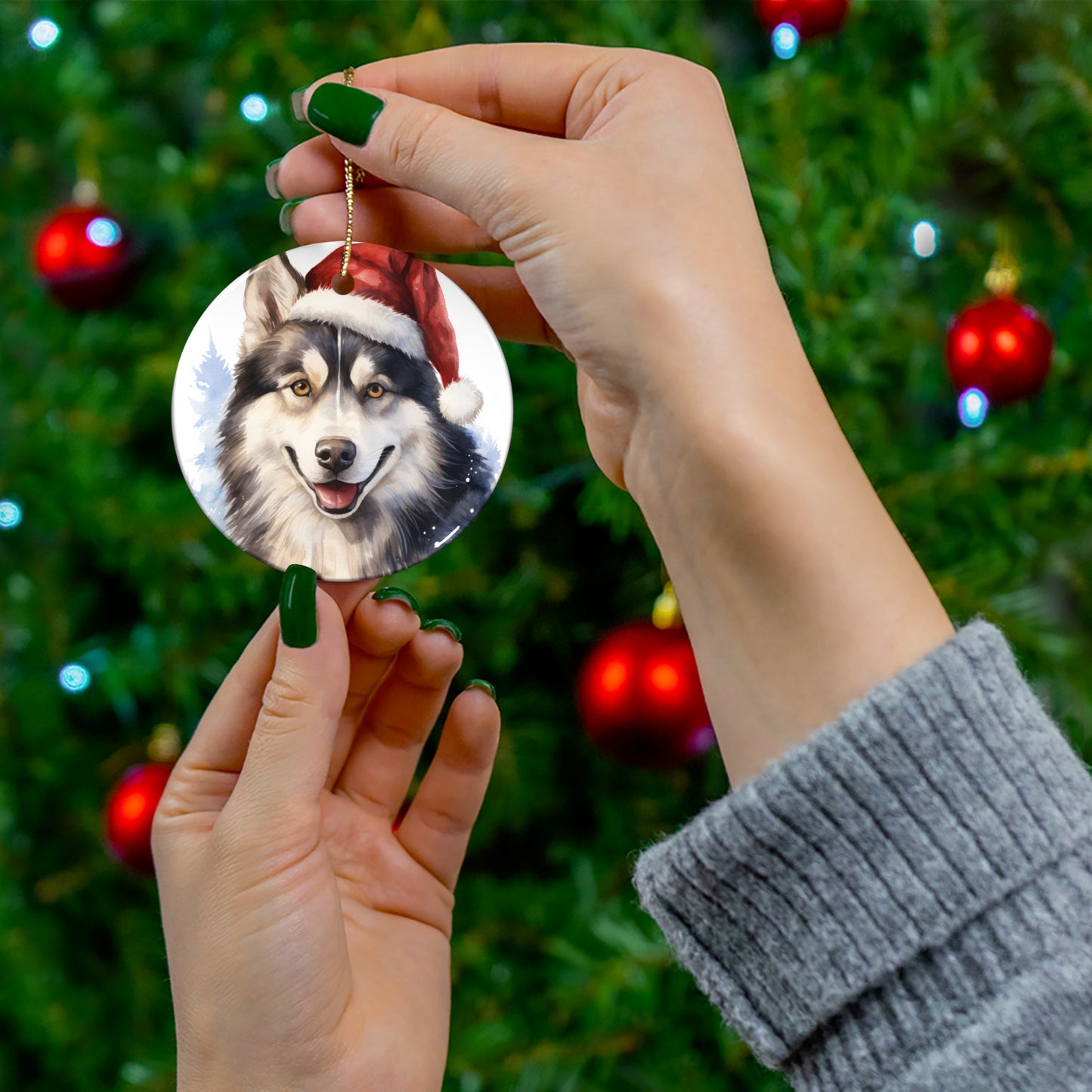 Husky Christmas Ornament