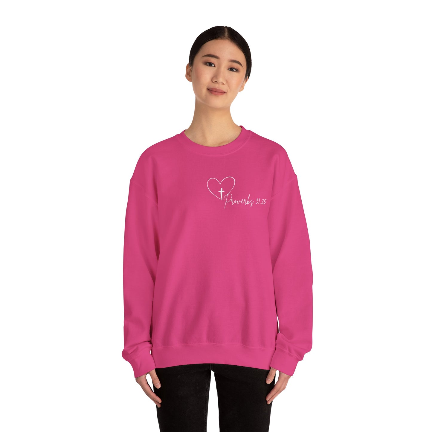 Faithful Strength Proverbs 31:25 Sweatshirt, Christian Scripture Jumper, Inspirational Religious Pullover, Bible Verse Crew Neck Top,