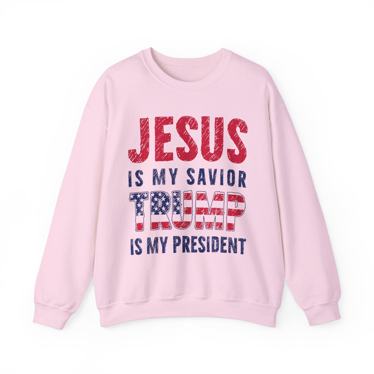 Religious Political Sweatshirt, Christian Conservative Jumper, Faithful Trump Supporter Top, Jesus Savior President Design Pullover, MAGA