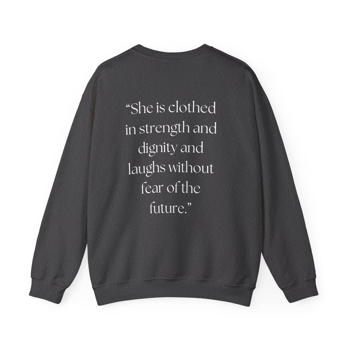 Faithful Strength Proverbs 31:25 Sweatshirt, Christian Scripture Jumper, Inspirational Religious Pullover, Bible Verse Crew Neck Top,