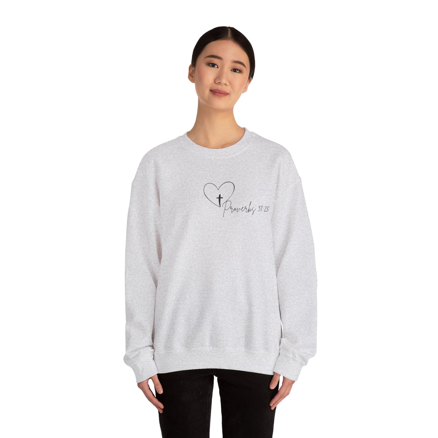 Faithful Strength Proverbs 31:25 Sweatshirt, Christian Scripture Jumper, Inspirational Religious Pullover, Bible Verse Crew Neck Top,