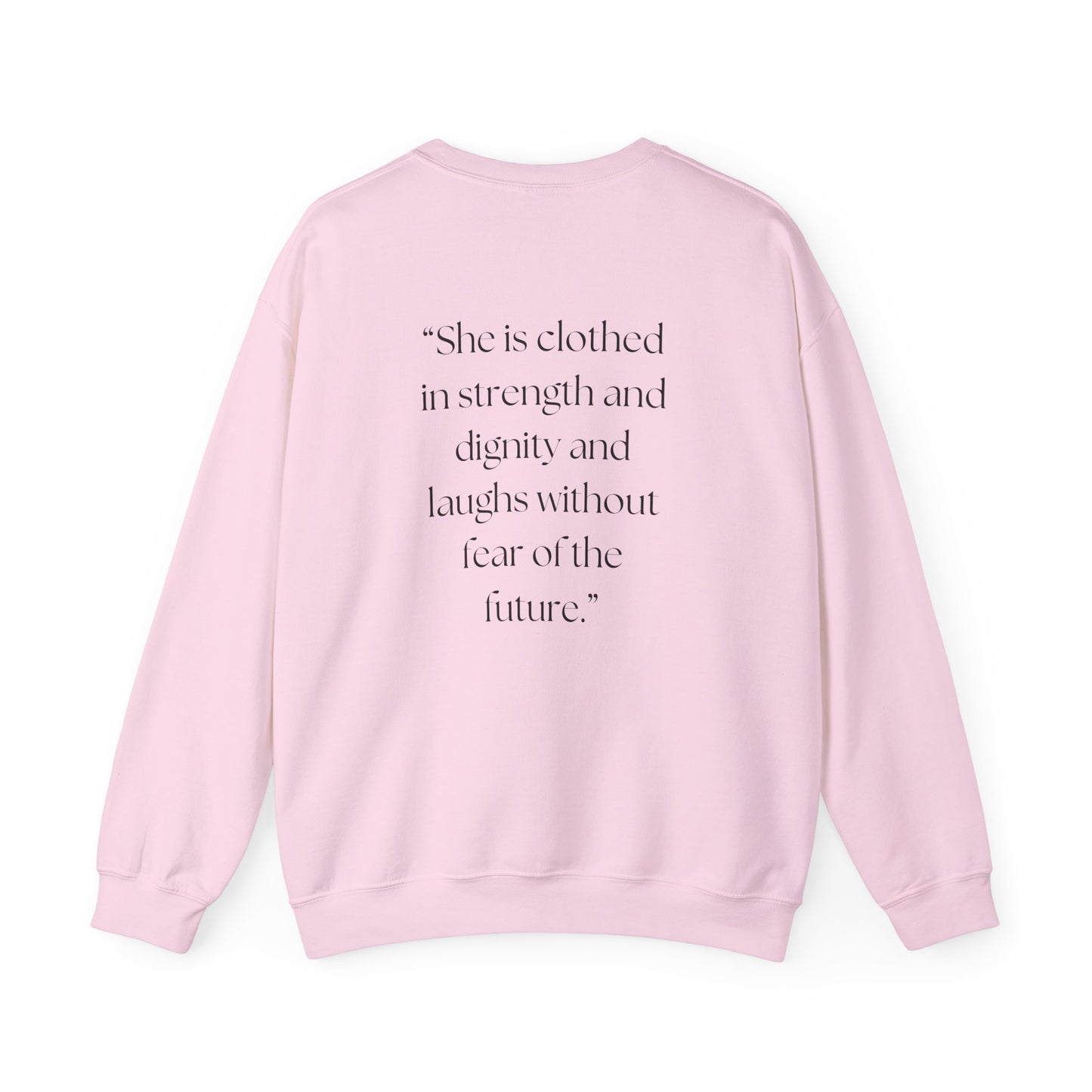 Faithful Strength Proverbs 31:25 Sweatshirt, Christian Scripture Jumper, Inspirational Religious Pullover, Bible Verse Crew Neck Top,