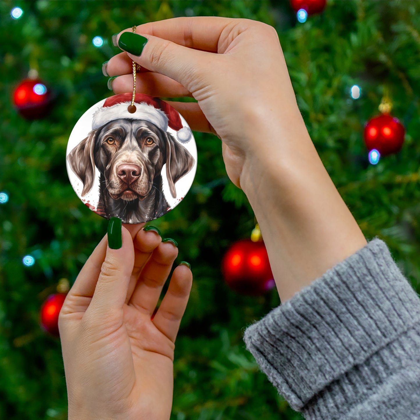 Chocolate Lab Christmas Ornament