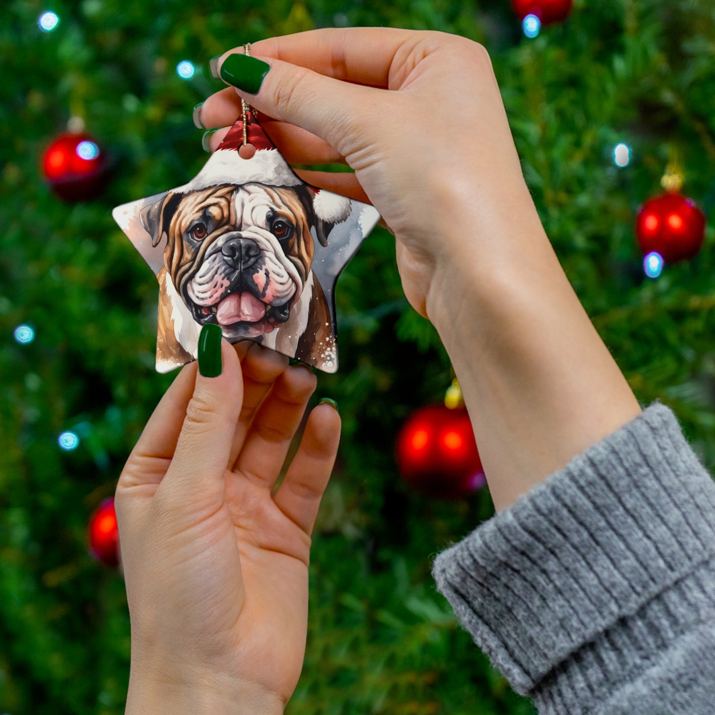 Bulldog Christmas Ornament