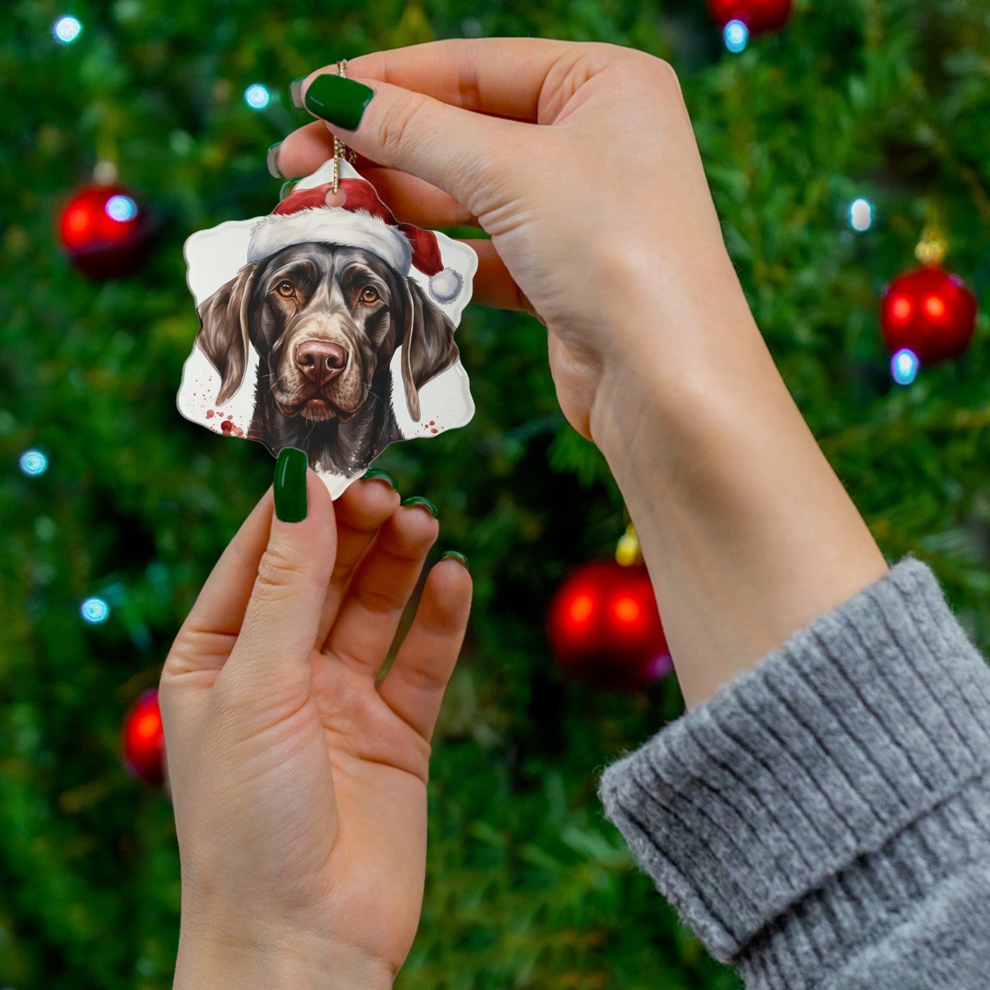 Chocolate Lab Christmas Ornament