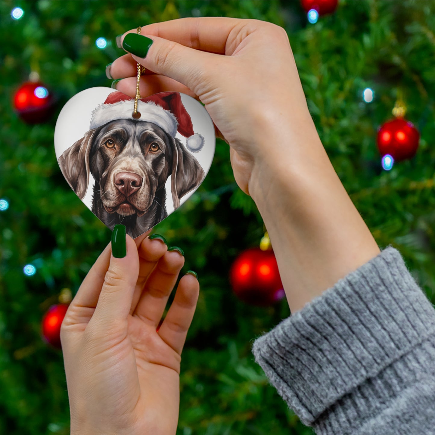 Chocolate Lab Christmas Ornament