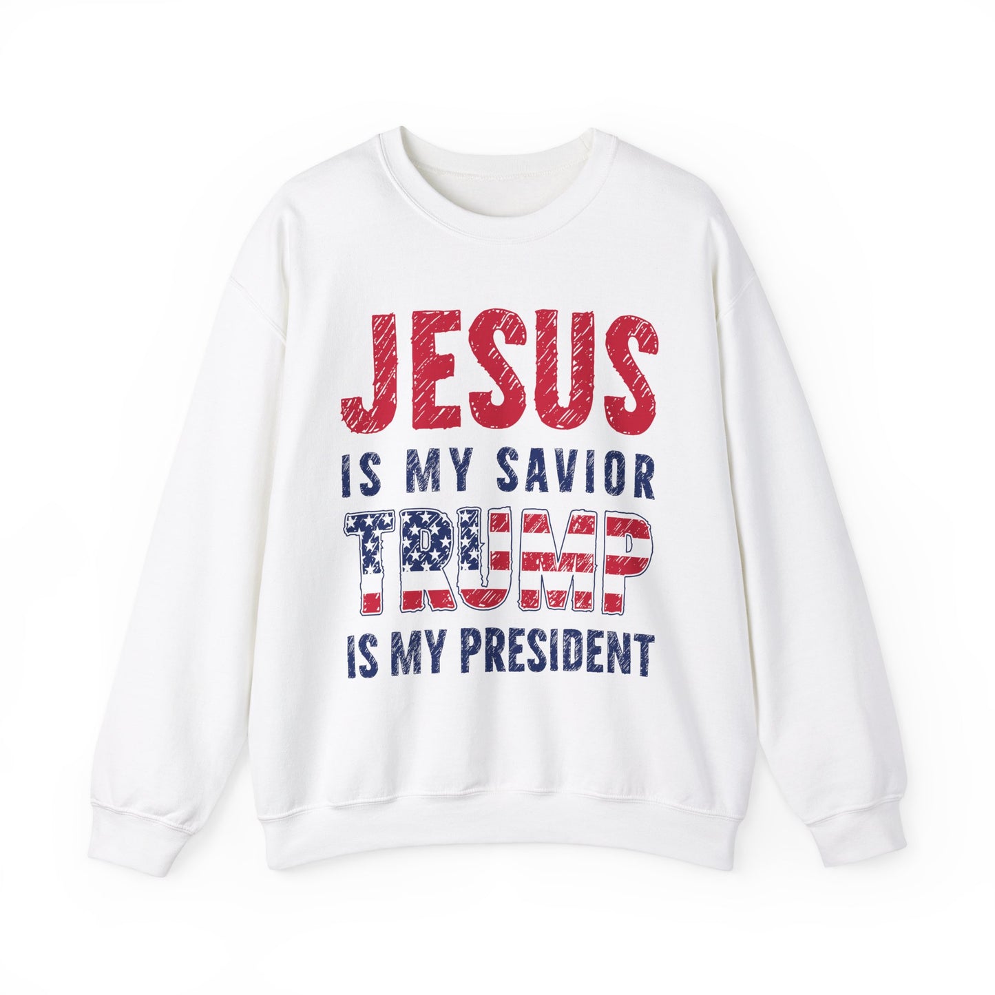 Religious Political Sweatshirt, Christian Conservative Jumper, Faithful Trump Supporter Top, Jesus Savior President Design Pullover, MAGA