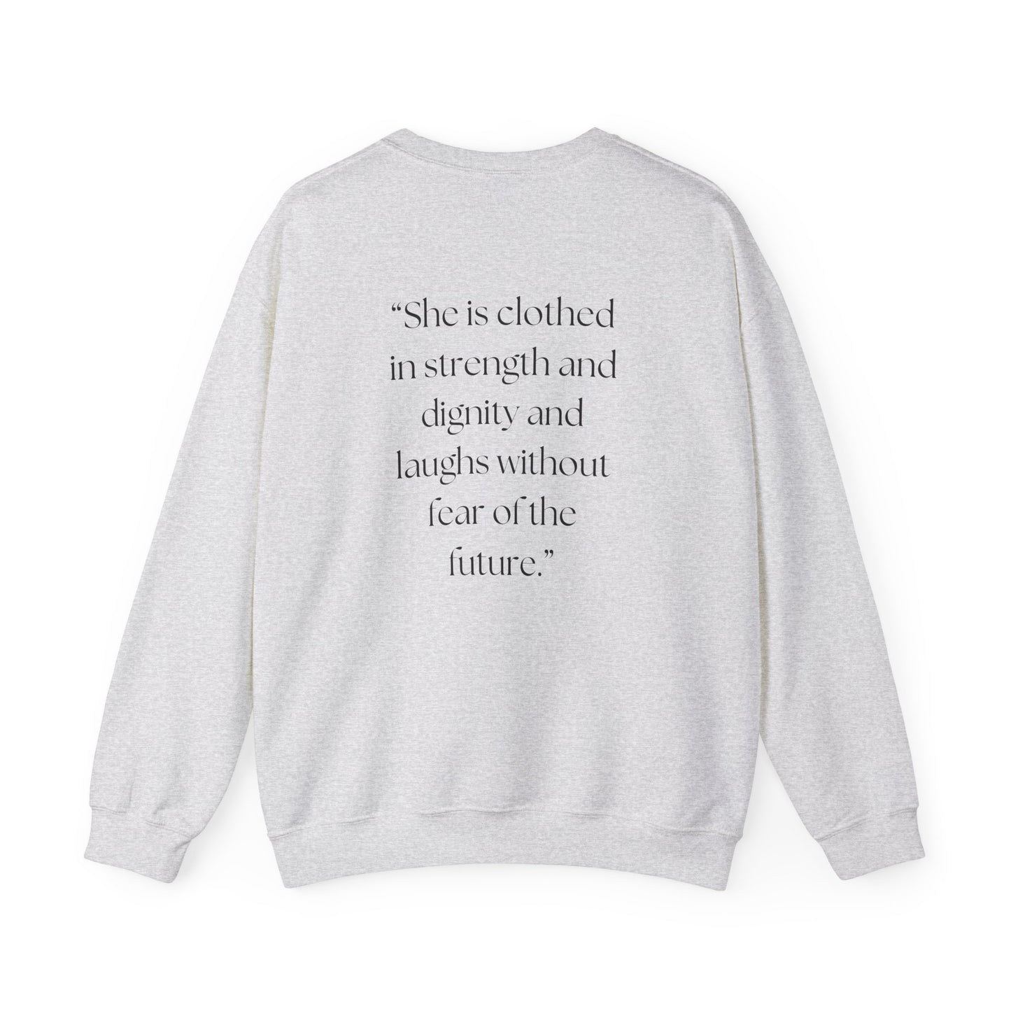 Faithful Strength Proverbs 31:25 Sweatshirt, Christian Scripture Jumper, Inspirational Religious Pullover, Bible Verse Crew Neck Top,