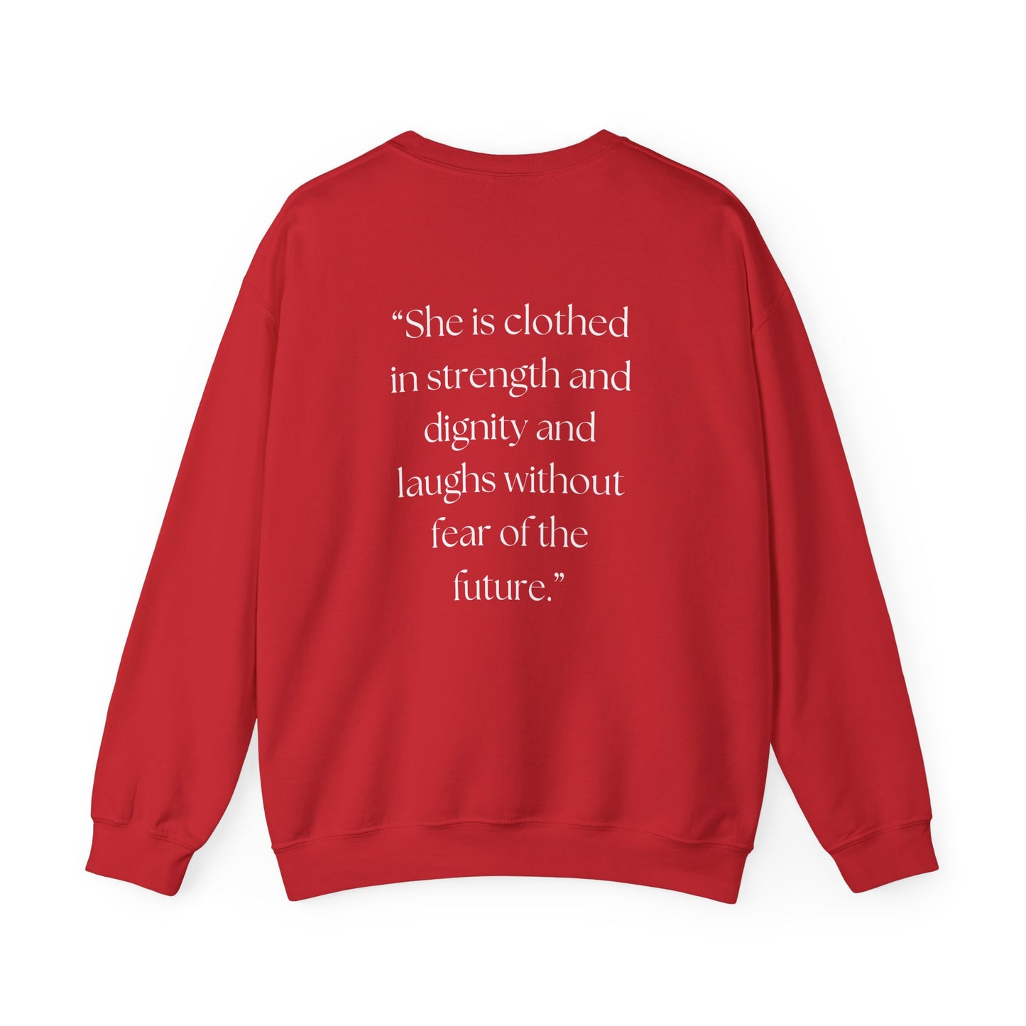 Faithful Strength Proverbs 31:25 Sweatshirt, Christian Scripture Jumper, Inspirational Religious Pullover, Bible Verse Crew Neck Top,