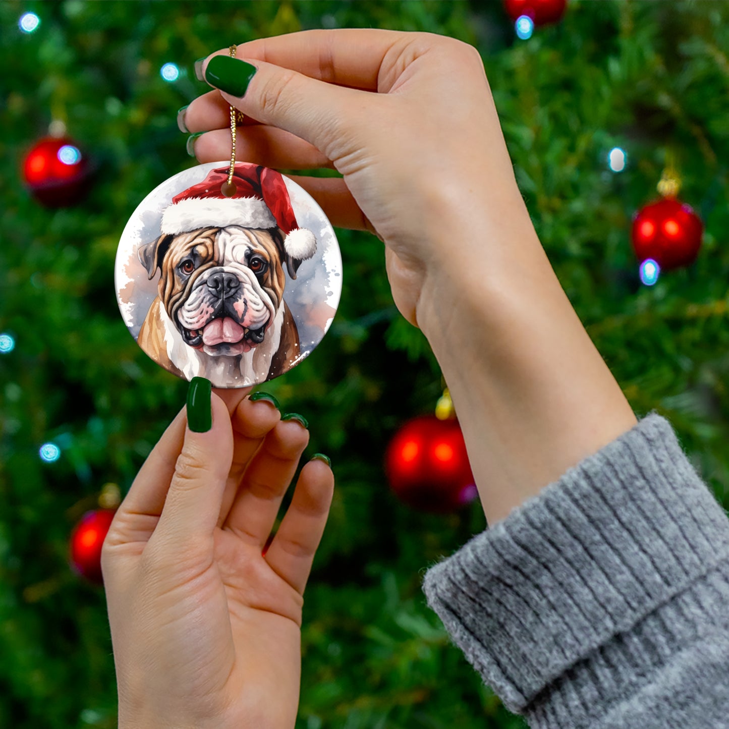 Bulldog Christmas Ornament